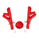 Maxbell 3Pcs Xmas Car Antlers Decoration front Grille for Truck Auto Red