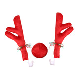 Maxbell 3Pcs Xmas Car Antlers Decoration front Grille for Truck Auto Red