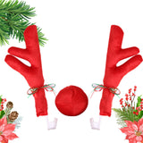 Maxbell 3Pcs Xmas Car Antlers Decoration front Grille for Truck Auto Red