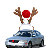 Maxbell 3Pcs Xmas Car Antlers Decoration front Grille for Truck Auto Red