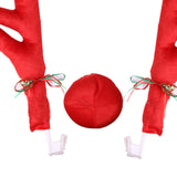 Maxbell 3Pcs Xmas Car Antlers Decoration front Grille for Truck Auto Red