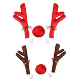Maxbell 3Pcs Xmas Car Antlers Decoration front Grille for Truck Auto Red