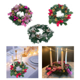 Maxbell 12inch Christmas Advent Wreath with Candle Holder for Church Christmas Pink