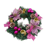 Maxbell 12inch Christmas Advent Wreath with Candle Holder for Church Christmas Pink