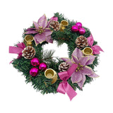 Maxbell 12inch Christmas Advent Wreath with Candle Holder for Church Christmas Pink