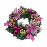 Maxbell 12inch Christmas Advent Wreath with Candle Holder for Church Christmas Pink