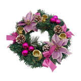 Maxbell 12inch Christmas Advent Wreath with Candle Holder for Church Christmas Pink