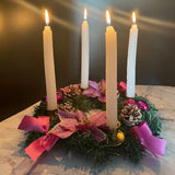 Maxbell 12inch Christmas Advent Wreath with Candle Holder for Church Christmas Pink