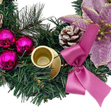 Maxbell 12inch Christmas Advent Wreath with Candle Holder for Church Christmas Pink
