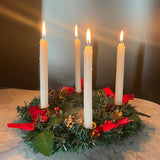 Maxbell 12inch Christmas Advent Wreath with Candle Holder for Church Christmas Red