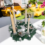 Maxbell 12inch Christmas Advent Wreath with Candle Holder for Church Christmas Argent