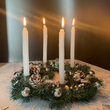 Maxbell 12inch Christmas Advent Wreath with Candle Holder for Church Christmas Argent