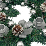 Maxbell 12inch Christmas Advent Wreath with Candle Holder for Church Christmas Argent