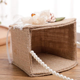 Maxbell Maxbell Burlap Flower Girl Basket Lace Satin Rustic for Festival Ceremony Parties