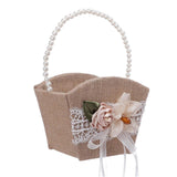 Maxbell Maxbell Burlap Flower Girl Basket Lace Satin Rustic for Festival Ceremony Parties