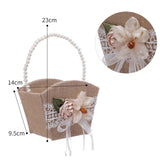 Maxbell Maxbell Burlap Flower Girl Basket Lace Satin Rustic for Festival Ceremony Parties