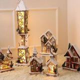 Maxbell Snow House LED Light up Building Tabletop Decoration for Holiday Party Style A