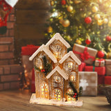 Maxbell Snow House LED Light up Building Tabletop Decoration for Holiday Party Style A
