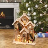 Maxbell Snow House LED Light up Building Tabletop Decoration for Holiday Party Style A
