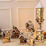 Maxbell Snow House LED Light up Building Tabletop Decoration for Holiday Party Style C
