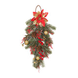 Maxbell Winter Christmas Teardrop Wreath Artificial Door Swag for Garden Decoration