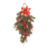 Maxbell Winter Christmas Teardrop Wreath Artificial Door Swag for Garden Decoration