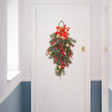Maxbell Winter Christmas Teardrop Wreath Artificial Door Swag for Garden Decoration