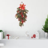 Maxbell Winter Christmas Teardrop Wreath Artificial Door Swag for Garden Decoration