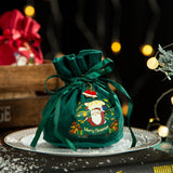 Maxbell Maxbell Christmas Treat Bags with Drawstrings Lovely Party Favors New Year Small Green Santa