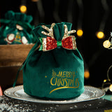 Maxbell Maxbell Christmas Treat Bags with Drawstrings Lovely Party Favors New Year Small Bowknot Green