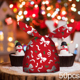 Maxbell Maxbell 50 Pieces Christmas Bags Goody Gift Bags Bulk Bowknot Red