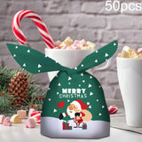 Maxbell Maxbell 50 Pieces Christmas Bags Goody Gift Bags Bulk Green Santa