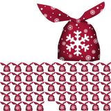 Maxbell 50 Pieces Christmas Bags Goody Gift Bags Bulk Red Snowflake