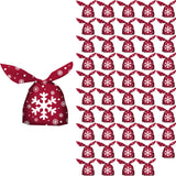 Maxbell 50 Pieces Christmas Bags Goody Gift Bags Bulk Red Snowflake