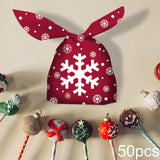 Maxbell 50 Pieces Christmas Bags Goody Gift Bags Bulk Red Snowflake
