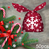 Maxbell 50 Pieces Christmas Bags Goody Gift Bags Bulk Red Snowflake