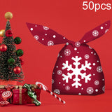 Maxbell 50 Pieces Christmas Bags Goody Gift Bags Bulk Red Snowflake