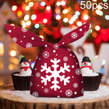 Maxbell 50 Pieces Christmas Bags Goody Gift Bags Bulk Red Snowflake