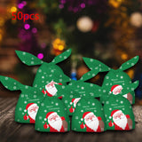 Maxbell 50Pcs Christmas Treats Bag Wrapping Bags with Ties for Xmas Present New Year Green