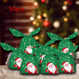 Maxbell 50Pcs Christmas Treats Bag Wrapping Bags with Ties for Xmas Present New Year Green