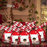 Maxbell 50Pcs Candy Bag Bulk Gift Bags Gifts Wrapping Bags for New Year Bear Red