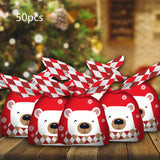 Maxbell 50Pcs Candy Bag Bulk Gift Bags Gifts Wrapping Bags for New Year Bear Red