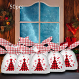 Maxbell 50Pcs Candy Bag Bulk Gift Bags Gifts Wrapping Bags for New Year Grid White