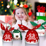 Maxbell 50Pcs Candy Bag Bulk Gift Bags Gifts Wrapping Bags for New Year Snowflake Red