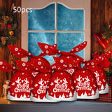 Maxbell 50Pcs Candy Bag Bulk Gift Bags Gifts Wrapping Bags for New Year Snowflake Red