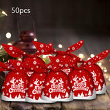 Maxbell 50Pcs Candy Bag Bulk Gift Bags Gifts Wrapping Bags for New Year Snowflake Red