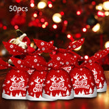 Maxbell 50Pcs Candy Bag Bulk Gift Bags Gifts Wrapping Bags for New Year Snowflake Red