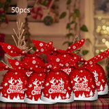 Maxbell 50Pcs Candy Bag Bulk Gift Bags Gifts Wrapping Bags for New Year Snowflake Red