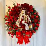 Maxbell Maxbell Winter Christmas Wreath Holiday Wreath for Fireplace Ornament Decoration Red 30cm