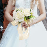 Maxbell Elegant Wedding Bride Bouquet Arrangement for Church Party Decor White